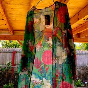 Sheer floral cover up 5 ft in length